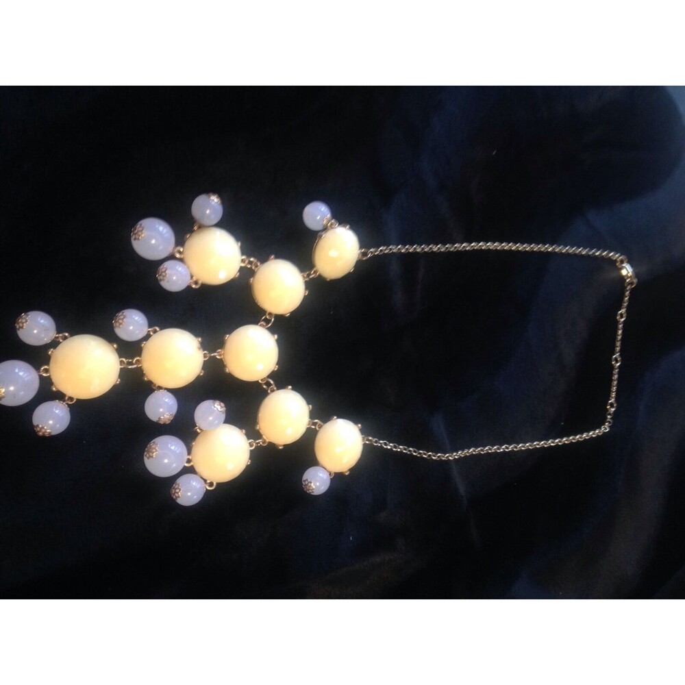 Unique Bib Style Necklace Pale Yellow And Lavender